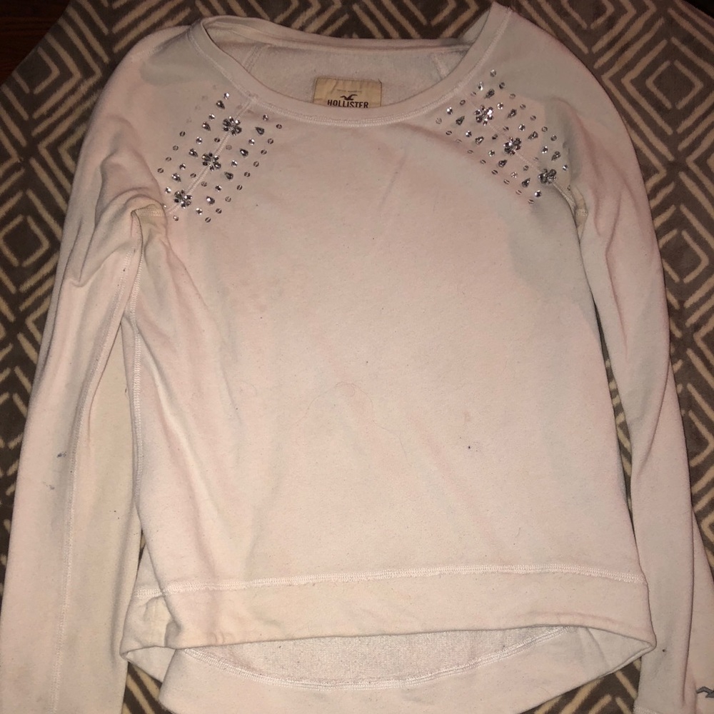 Hollister white sweater with jewels